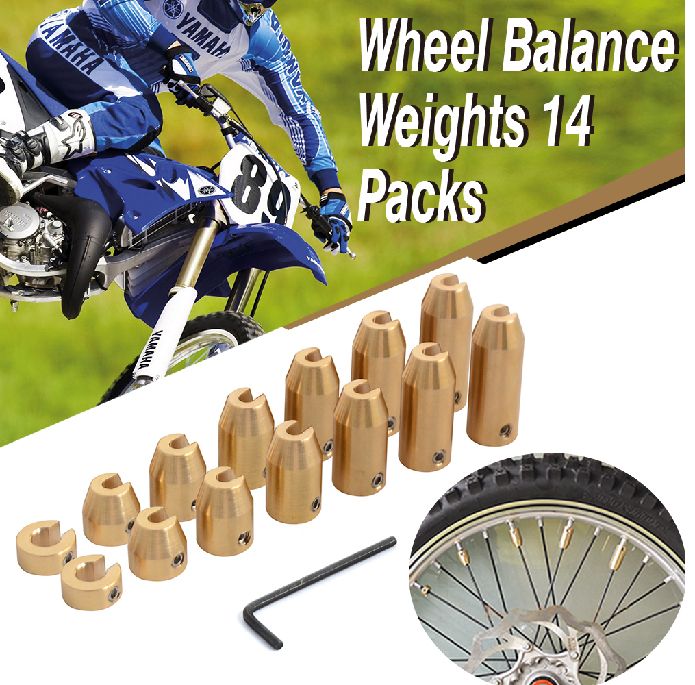 Motorcycle 14pcs 1/4 to 13/4 oz Reusable Brass Wheel Spoke Balance